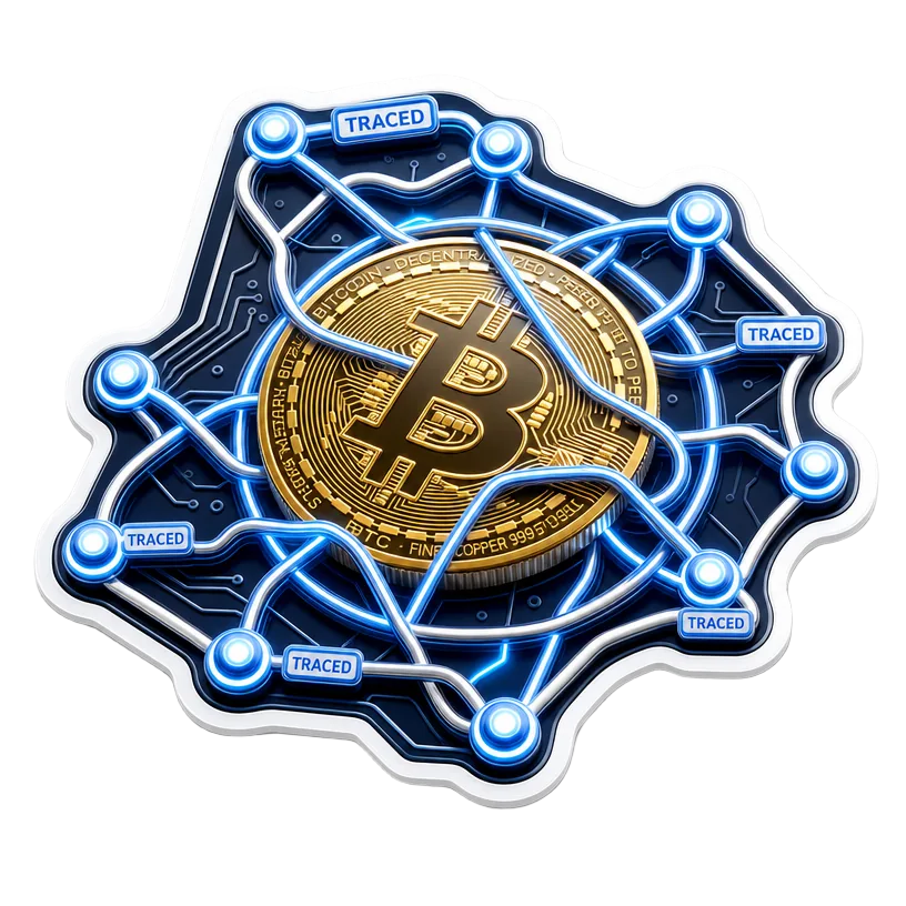 Sticker: nachverfolgte Krypto-Transaktion